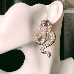 VINTAGE Pierced Silver Snake Earrings